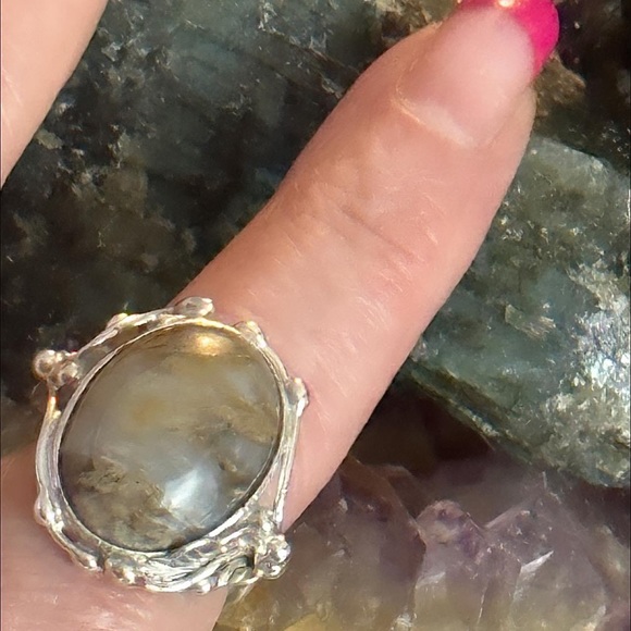 Dendritic agate southwestern setting sterling silver ring - Picture 9 of 12
